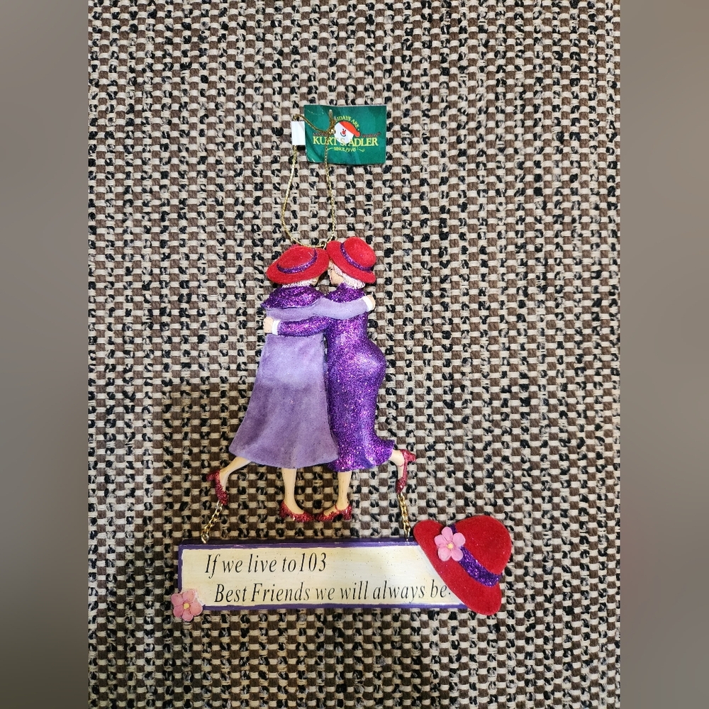 Kurt Adler Best Friends Big Hanging Ornament Sparkle And Velvet Style